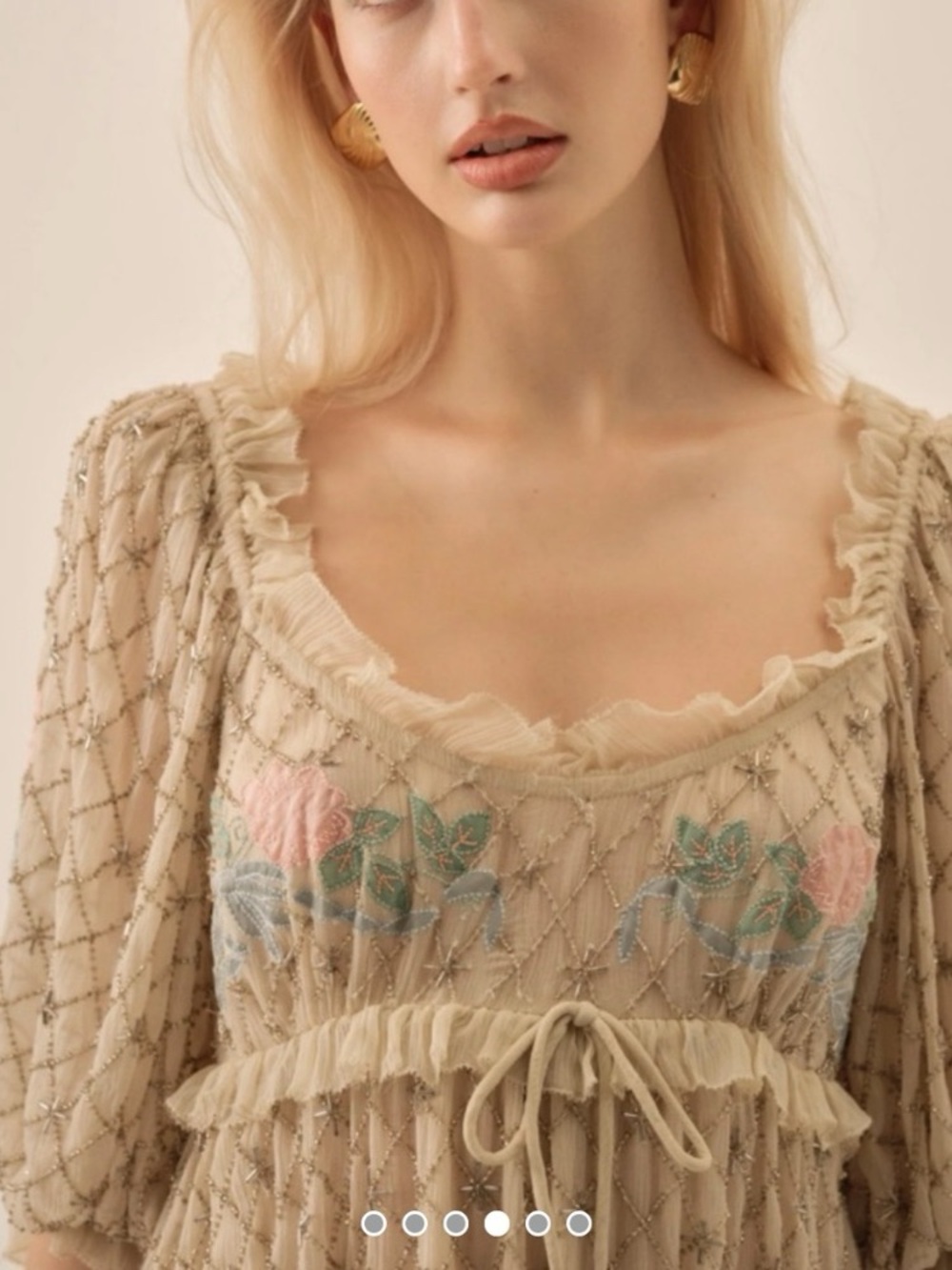 NWT For Love And Lemons Spellbound Rose Mini Dress in Cream Sz Small - Picture 2 of 15